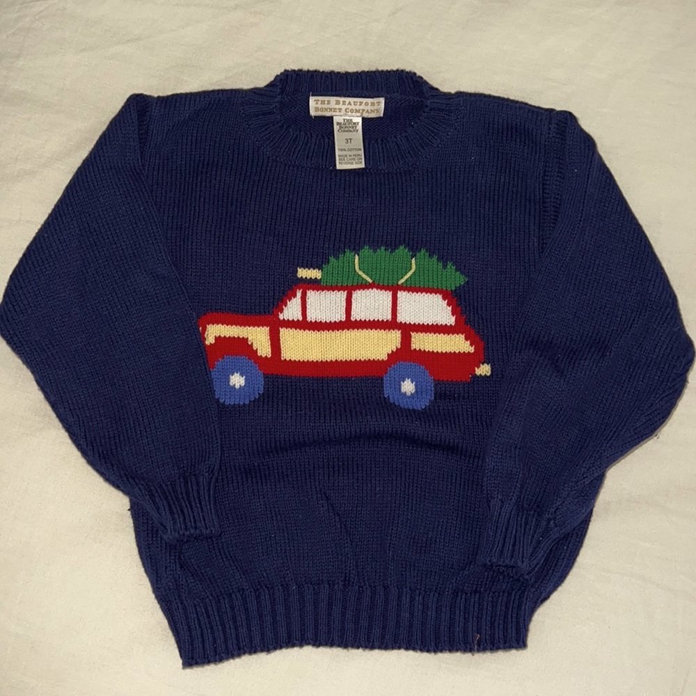 TBBC Cotton knit “Christmas woody” sweater 3T